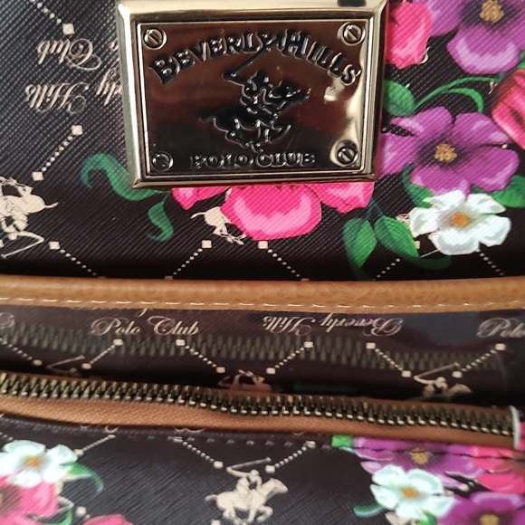 Cosmetic Bags Beverly Hills Polo Club brown Floral 2 Pieces Zipper New - Picture 4 of 9